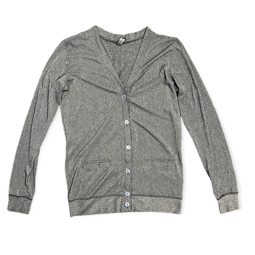 Silver Gray Shimmer Button Cardigan Women’s Small